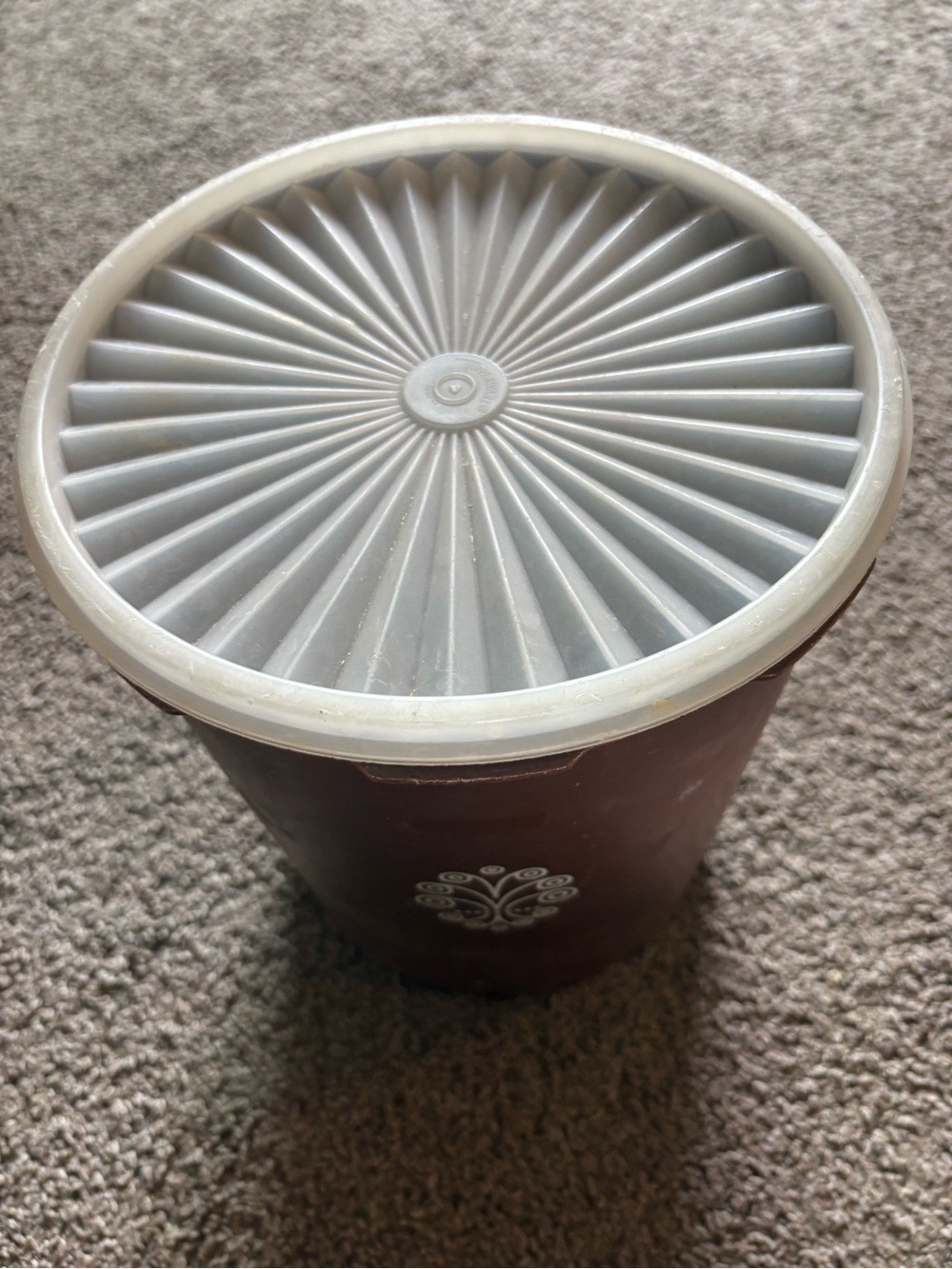 Tupperware Brown Storage Canister with Gray Lid